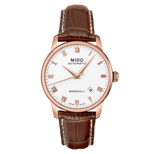 Mido Baroncelli Tradition Rose Gold White