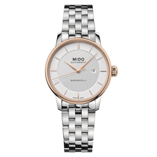 Mido Baroncelli Signature 30 Stainless Steel - Rose Gold Silver Bracelet