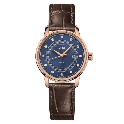 Mido Baroncelli Signature 30 Rose Gold Blue - Diamond
