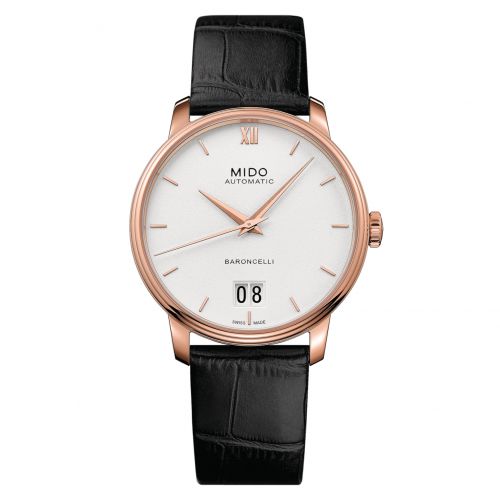Mido Baroncelli Big Date Rose Gold White