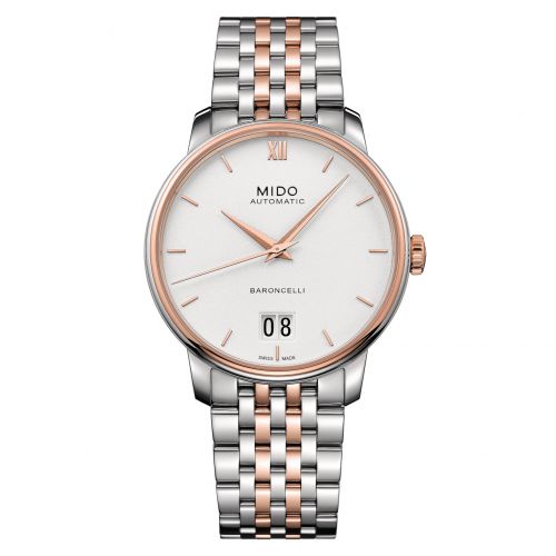 Mido Baroncelli Big Date Stainless Steel - Rose Gold White Bracelet