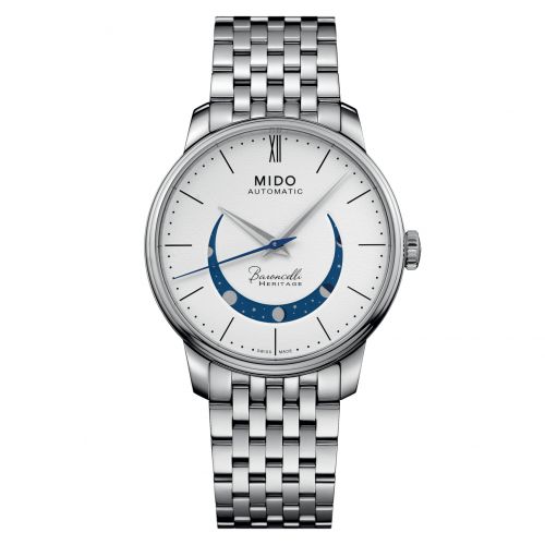 Mido Baroncelli Heritage Smiling Moon 39 Stainless Steel White
