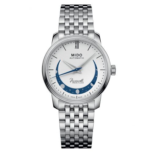 Mido Baroncelli Heritage Smiling Moon 33 Stainless Steel White