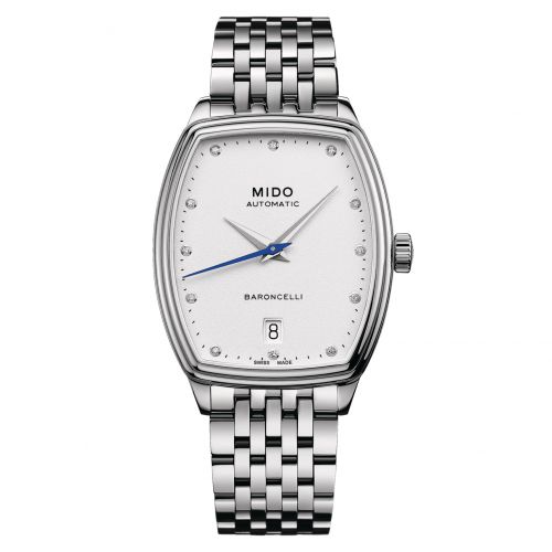 Mido Baroncelli Tonneau Lady Stainless Steel White - Diamond Bracelet