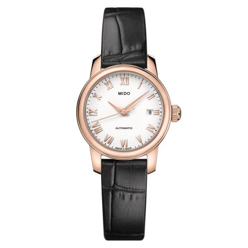 Mido Baroncelli Lady Twenty Five Rose Gold White