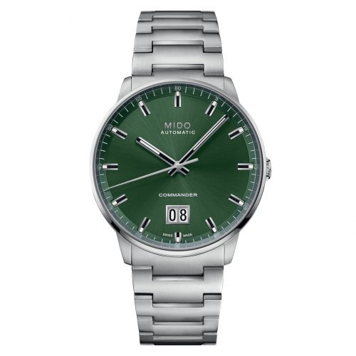 Mido Commander Big Date Stainless Steel Green Bracelet