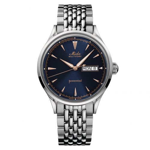 Mido Multifort Powerwind Stainless Steel Blue Bracelet