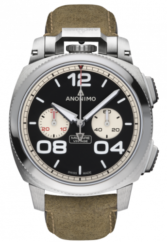 Anonimo Militare Chrono Stainless Steel Black Leather
