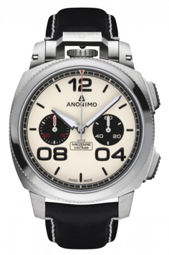 Anonimo Militare Chrono Stainless Steel Panda Leather