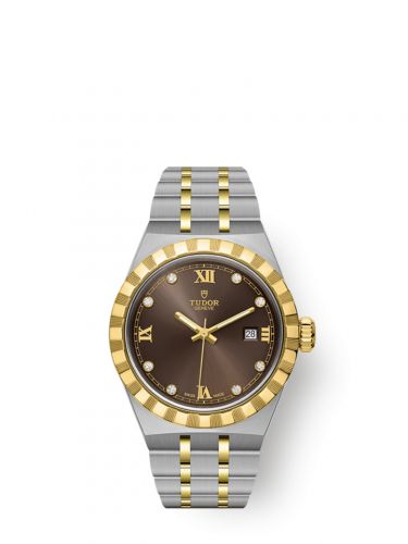Tudor Royal Date 28 Stainless Steel Yellow Gold Chocolate - Diamond