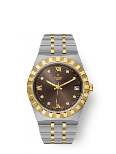 Tudor Royal Date 34 Stainless Steel Yellow Gold Chocolate - Diamond
