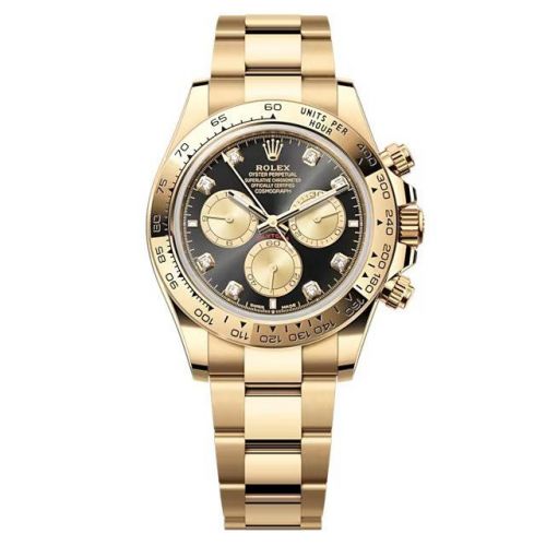 Rolex Cosmograph Daytona Yellow Gold Black - Champagne - Diamond Oyster