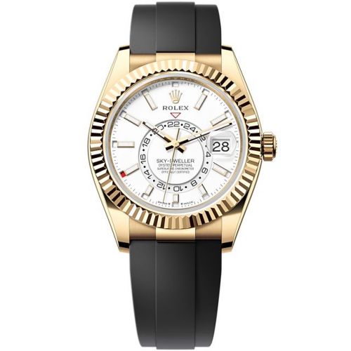 Rolex Sky-Dweller Yellow Gold White OysterFlex