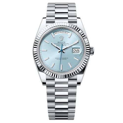 Rolex Day-Date 40 Platinum - Fluted Ice Blue