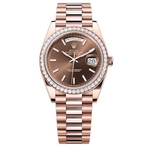 Rolex COPY of Day-Date 40 Everose Diamond Chocolate - Diamond