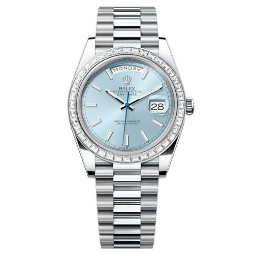Rolex Day-Date 40 Platinum Baguette Ice Blue