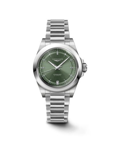 Longines Conquest 34 Stainless Steel Green - Diamond Bracelet