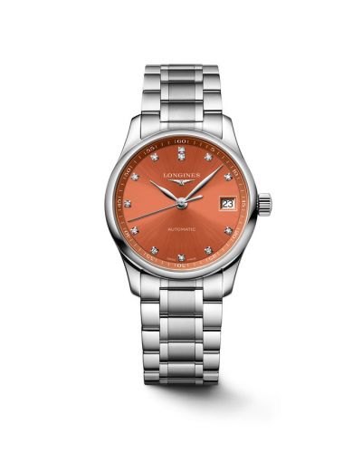 Longines Master Collection Date 34 Stainless Steel Orange - Diamond Bracelet