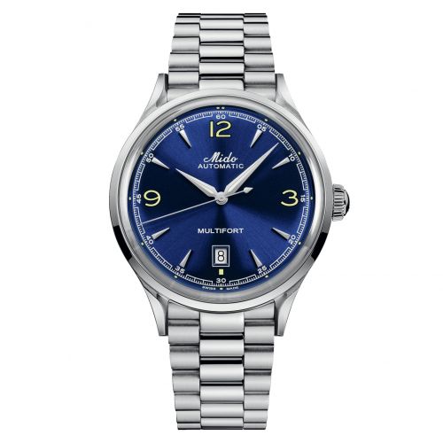 Mido Multifort Powerwind Stainless Steel Blue Bracelet