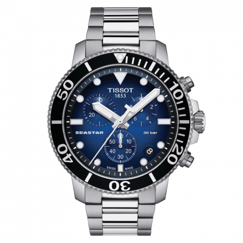 Tissot Seastar 1000 Chronograph Quartz 45.5 Stainless Steel Gradient Blue Bracelet
