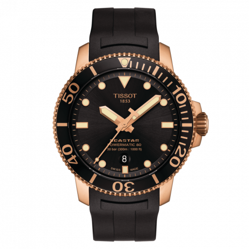 Tissot Seastar 1000 Powermatic 80 43 Rose Gold Black Rubber