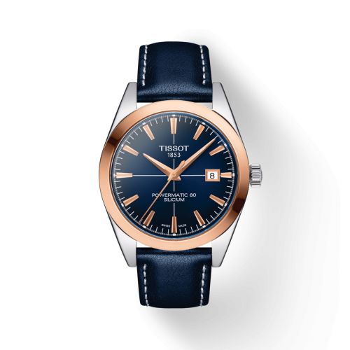 Tissot Gentleman Powermatic Stainless Steel - Red Gold Brown Strap