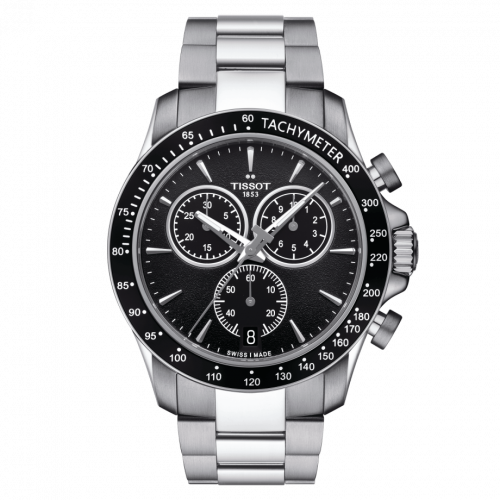 Tissot V8 Quartz Chronograph Stainless Steel Black Bracelet