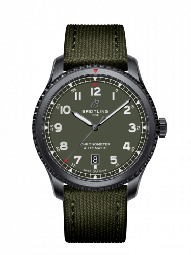 Breitling Aviator 8 Automatic 41 Blacksteel Curtiss Warhawk Canvas Folding