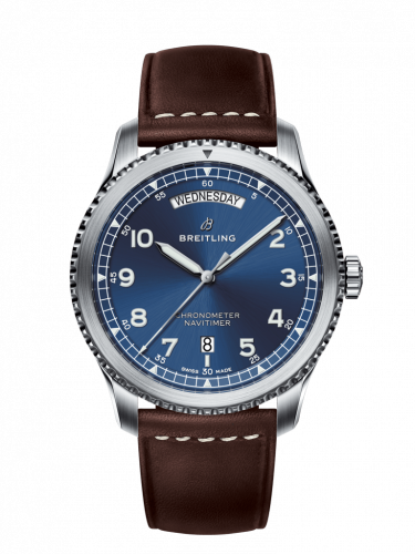 Breitling Navitimer 8 Automatic Day & Date 41 Stainless Steel Blue Brown Calf Pin