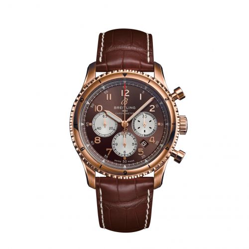 Breitling Aviator 8 B01 Chronograph 43 Red Gold Bronze Alligator Pin