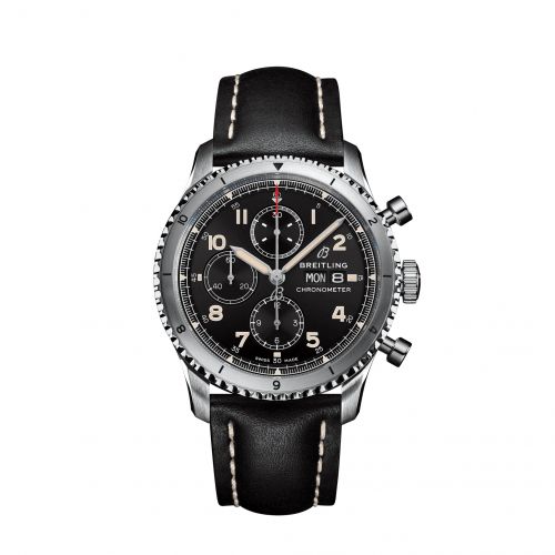 Breitling Aviator 8 Chronograph 43 Stainless Steel Black Calf Folding