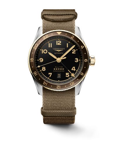 Longines Spirit Zulu Time 42 Stainless Steel - Yellow Gold Anthracite NATO