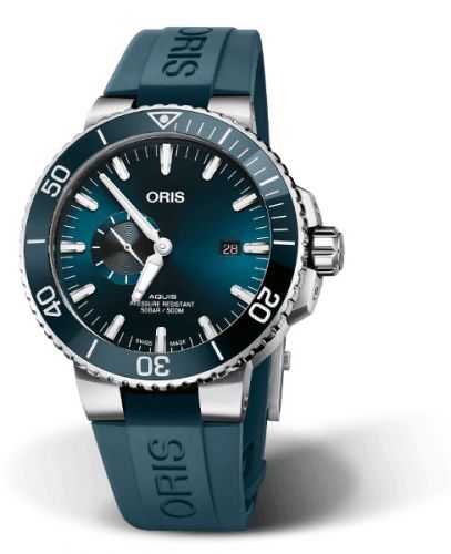 Oris Aquis Small Seconds Date 45.5 Stainless Steel Blue Rubber