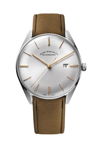 Elka Watch Co. D-Series Stainless Steel Silver Leather