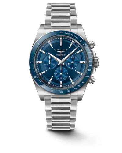 Longines Conquest Chronograph 42 Stainless Steel Blue Bracelet