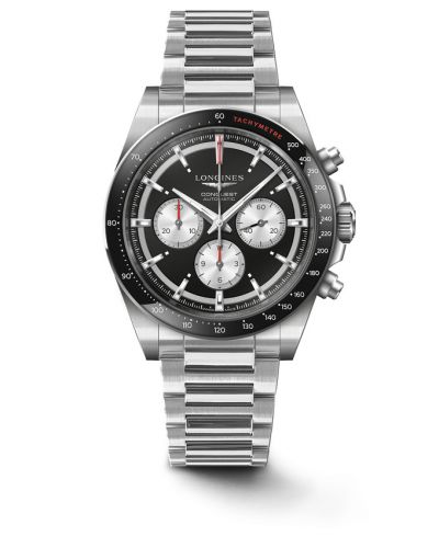 Longines Conquest Chronograph 42 Stainless Steel Black Bracelet
