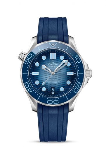 Omega Seamaster Diver 300M Master Co-Axial 42 Stainless Steel Summer Blue Rubber