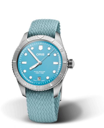Oris Divers Sixty-Five 38 Cotton Candy Stainless Steel Blue Perlon