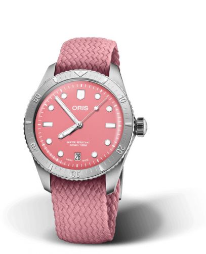 Oris Divers Sixty-Five 38 Cotton Candy Stainless Steel Pink Perlon