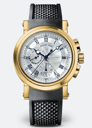 Breguet Marine Chronograph 5827 Yellow Gold Silver Rubber