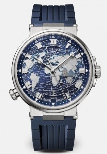 Breguet Marine Hora Mundi 5557 White Gold Blue Rubber