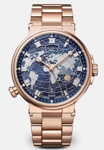 Breguet Marine Hora Mundi 5557 Rose Gold Blue Bracelet