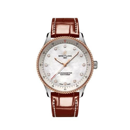 Breitling Navitimer Quartz 32 Stainless Steel - Red Gold MOP Croco Pin