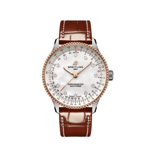 Breitling Navitimer Automatic 36 Stainless Steel - Red Gold MOP Croco Folding