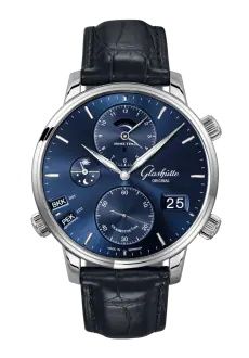 Glashütte Original Senator Cosmopolite Stainless Steel Blue Alligator Folding