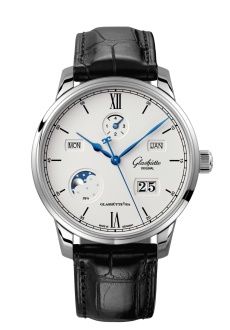 Glashütte Original Senator Perpetual Calendar Stainless Steel Silver Alligator - Folding