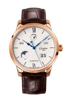 Glashütte Original Senator Excellence Perpetual Calendar Red Gold Silver Alligator - Folding