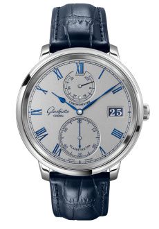 Glashütte Original Senator Chronometer White Gold Silver Alligator Folding