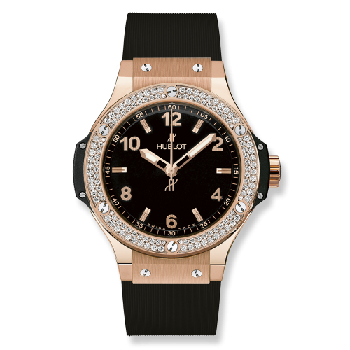 Hublot Big Bang 38 Quartz Red Gold - Diamond Black Rubber