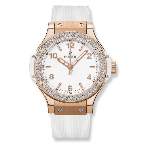 Hublot Big Bang 38 Quartz Red Gold - Diamond White Rubber